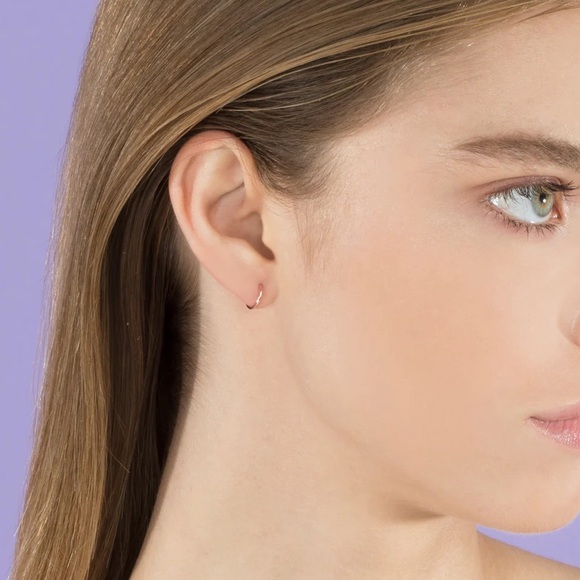 The Last Line Seamless Hoop Huggie Earrings (Pair) 14k Rose Gold - Picture 3 of 3